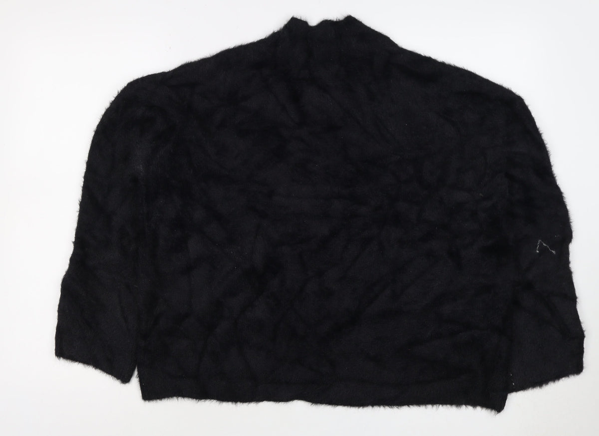 Peacocks Women Black XL Fluffy Open Knit Long Sleeve Cardigan