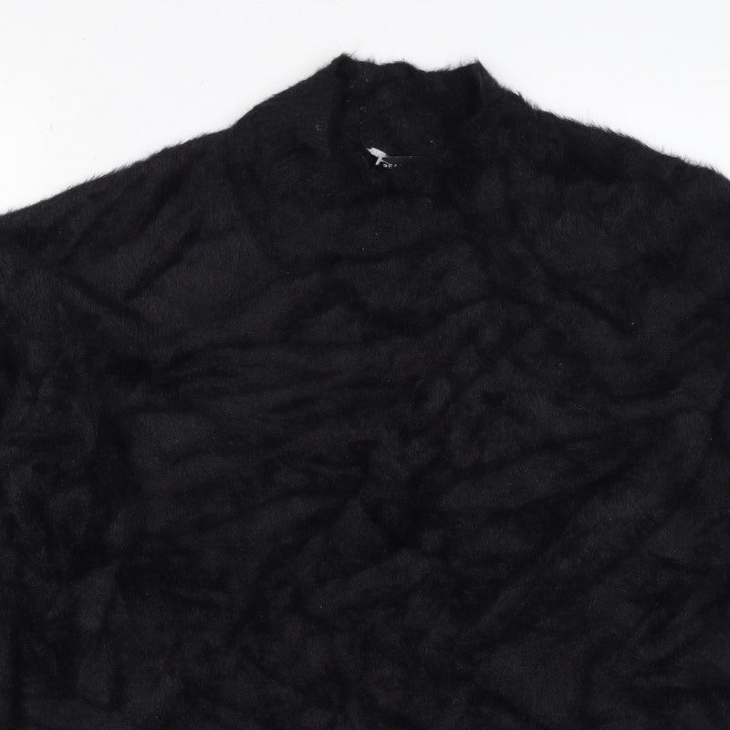 Peacocks Women Black XL Fluffy Open Knit Long Sleeve Cardigan
