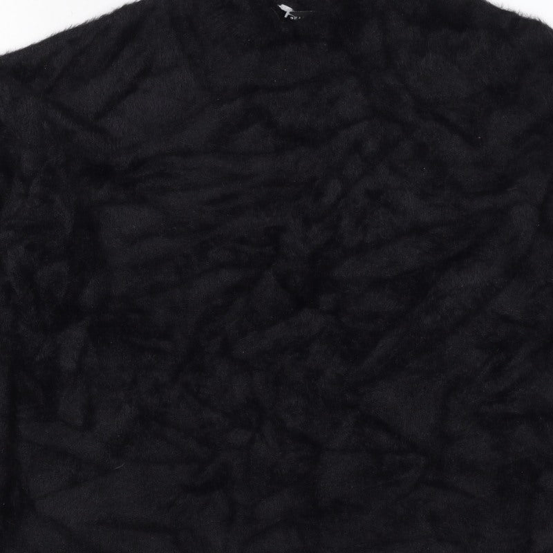 Peacocks Women Black XL Fluffy Open Knit Long Sleeve Cardigan