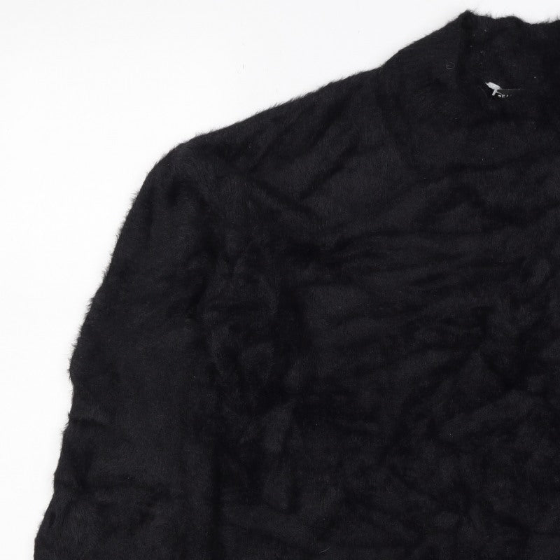 Peacocks Women Black XL Fluffy Open Knit Long Sleeve Cardigan