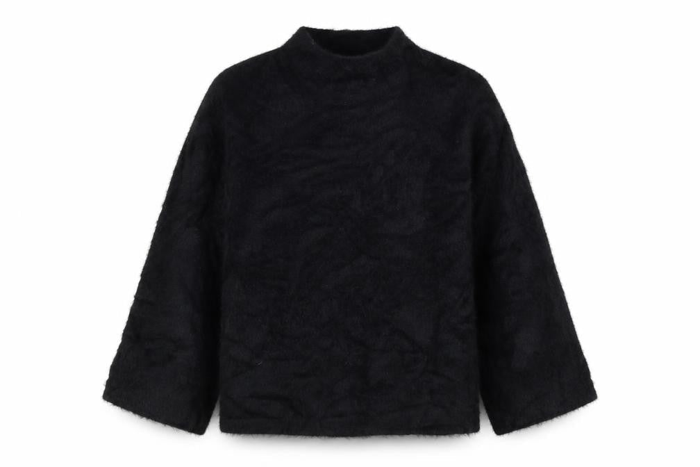 Peacocks Women Black XL Fluffy Open Knit Long Sleeve Cardigan