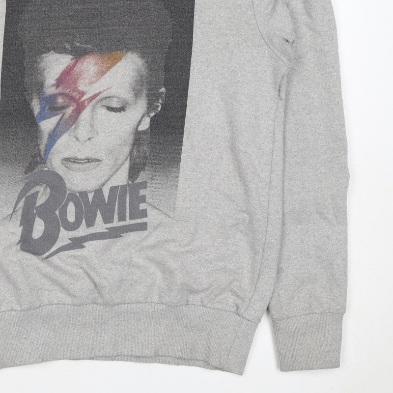 Hype Mens Grey M David Bowie Graphic Print Crew Neck Sweatshirt