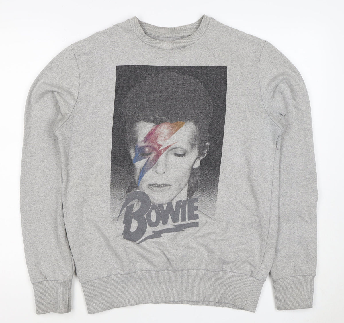 Hype Mens Grey M David Bowie Graphic Print Crew Neck Sweatshirt