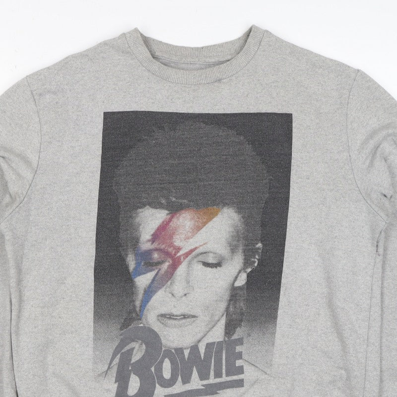 Hype Mens Grey M David Bowie Graphic Print Crew Neck Sweatshirt