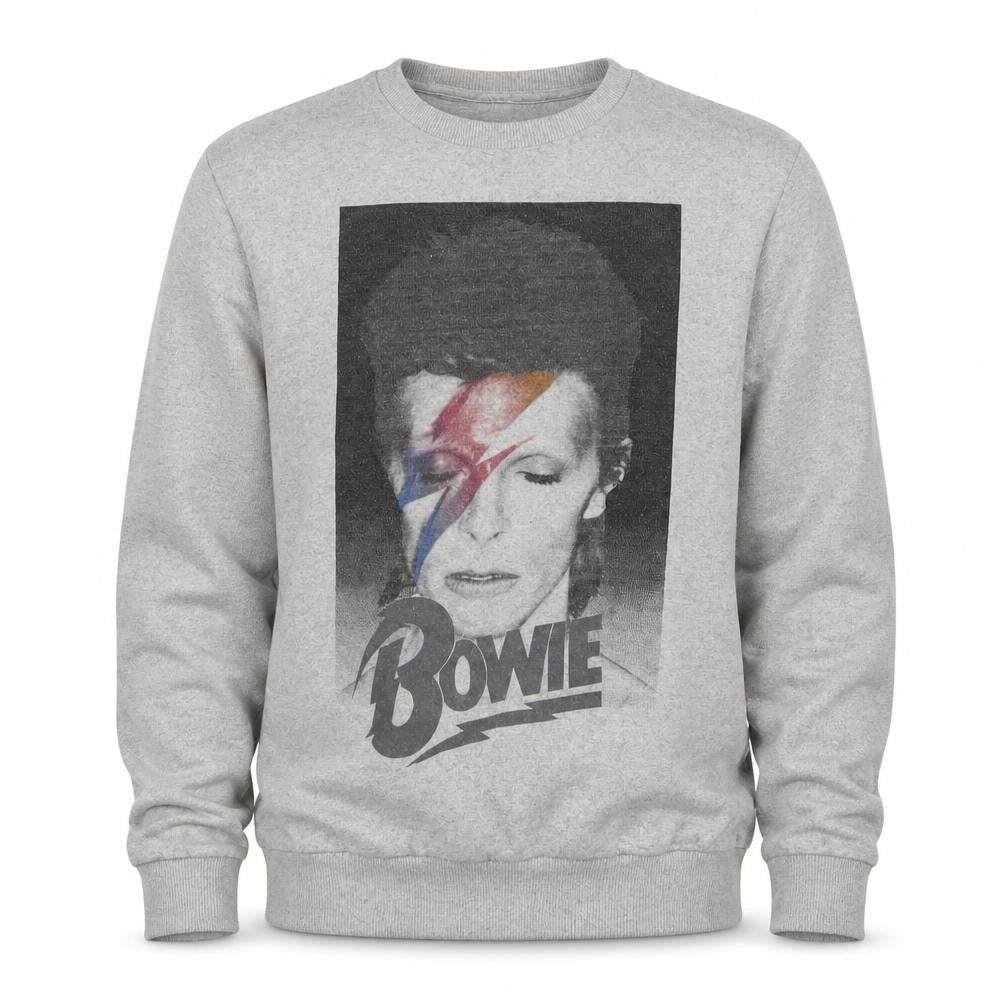 Hype Mens Grey M David Bowie Graphic Print Crew Neck Sweatshirt
