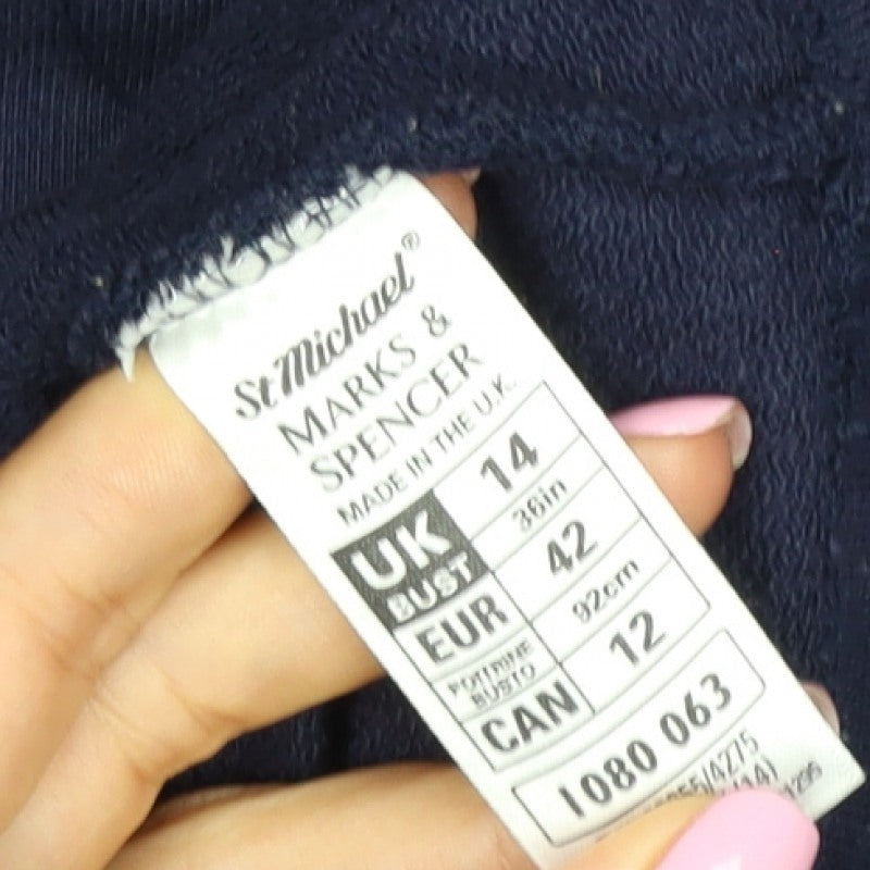 Marks and Spencer Women Blue UK 14 Full Zip Hooded Fleece Hoodie