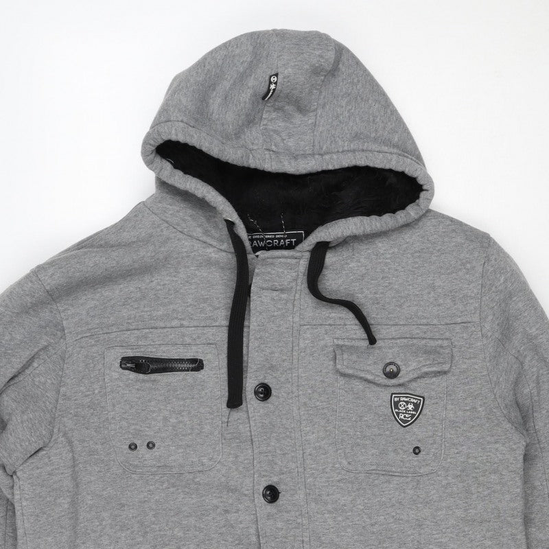 Rawcraft Men’s Grey 2XL Hooded Fleece Lined Button Zip Jacket