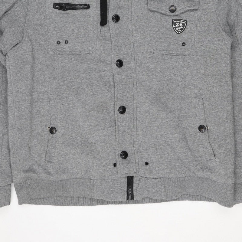 Rawcraft Men’s Grey 2XL Hooded Fleece Lined Button Zip Jacket