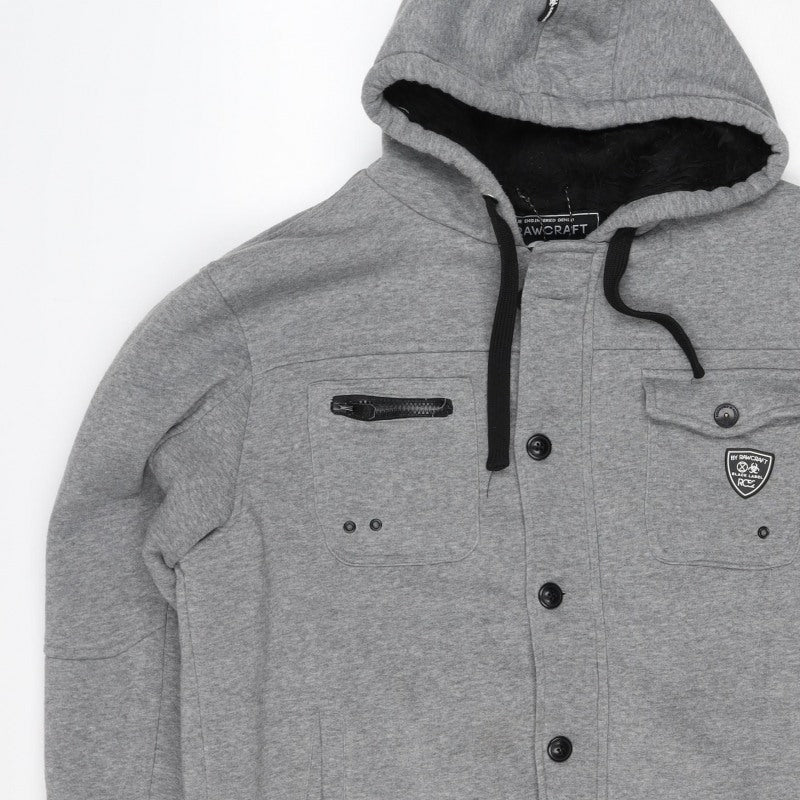 Rawcraft Men’s Grey 2XL Hooded Fleece Lined Button Zip Jacket