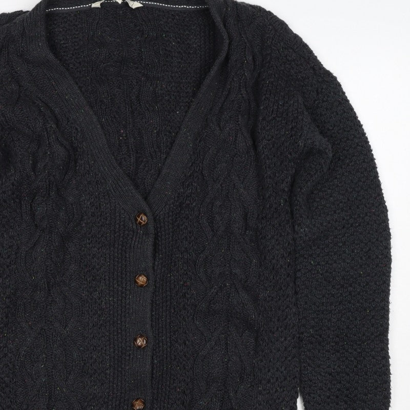 Women’s Black Size 12 Cable Knit V-Neck Button Cardigan