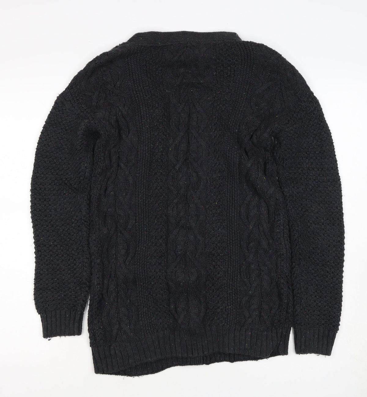 Women’s Black Size 12 Cable Knit V-Neck Button Cardigan