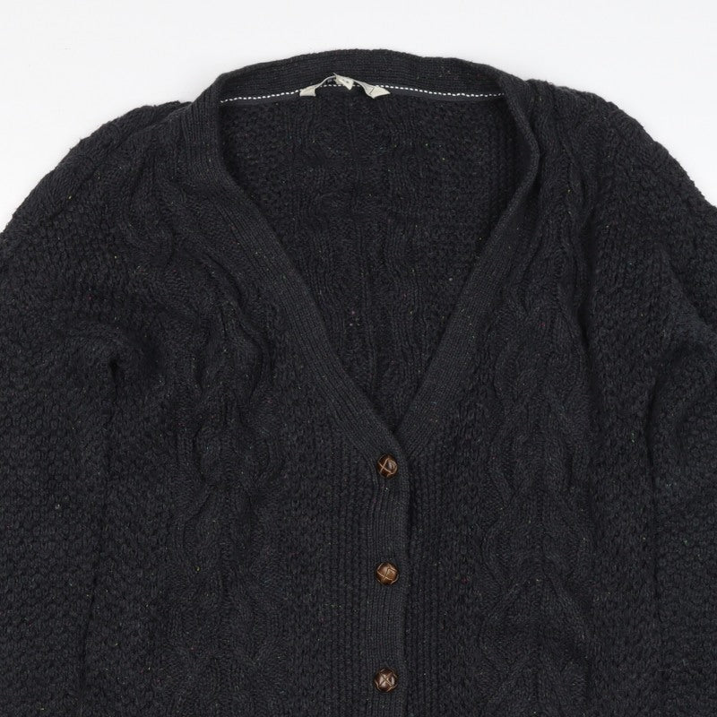 Women’s Black Size 12 Cable Knit V-Neck Button Cardigan