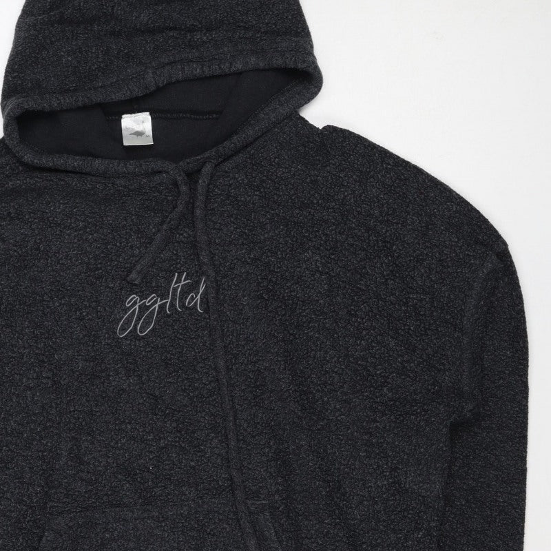 g&g Women Black M Teddy Fleece Pullover Hoodie Kangaroo Pocket