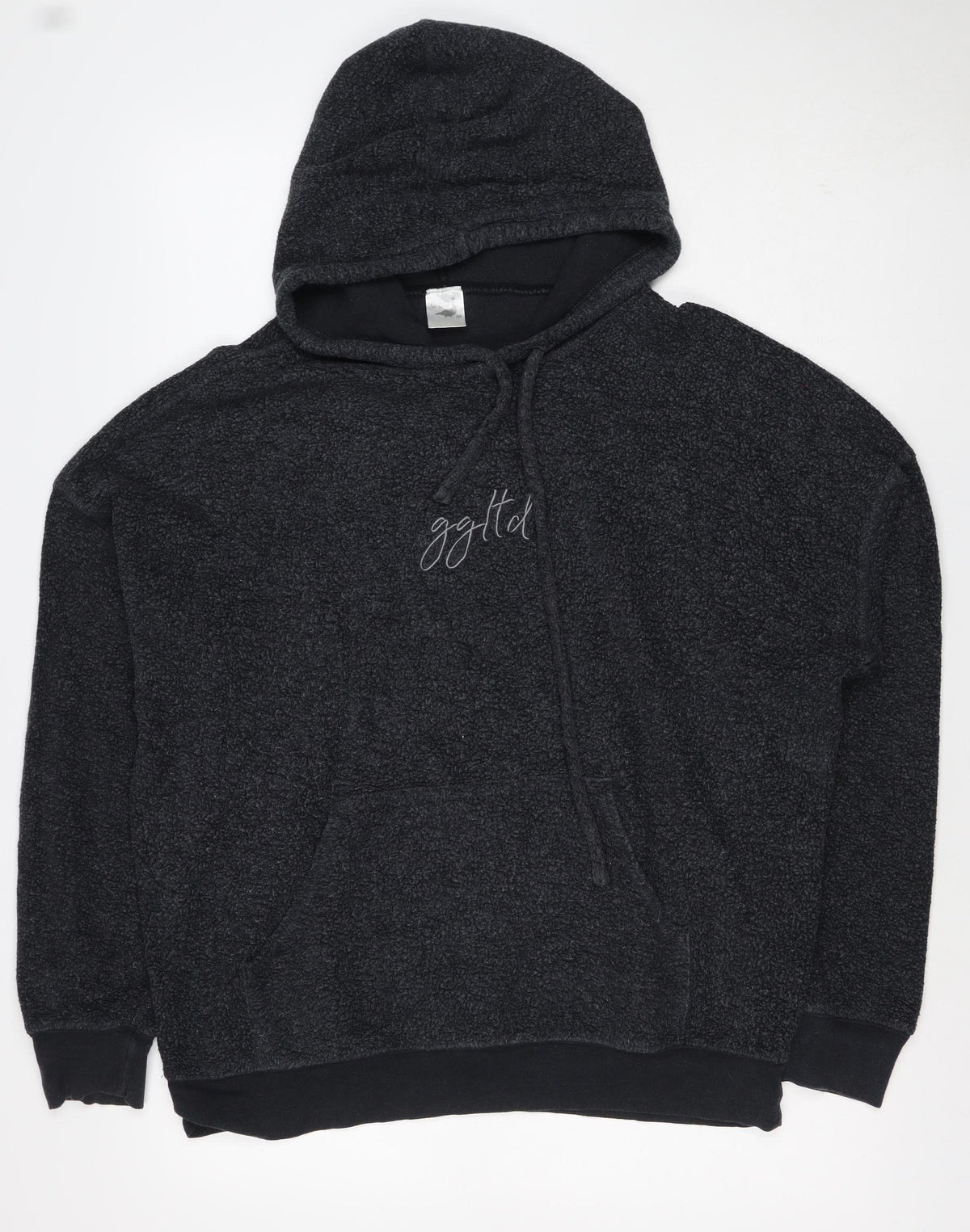 g&g Women Black M Teddy Fleece Pullover Hoodie Kangaroo Pocket