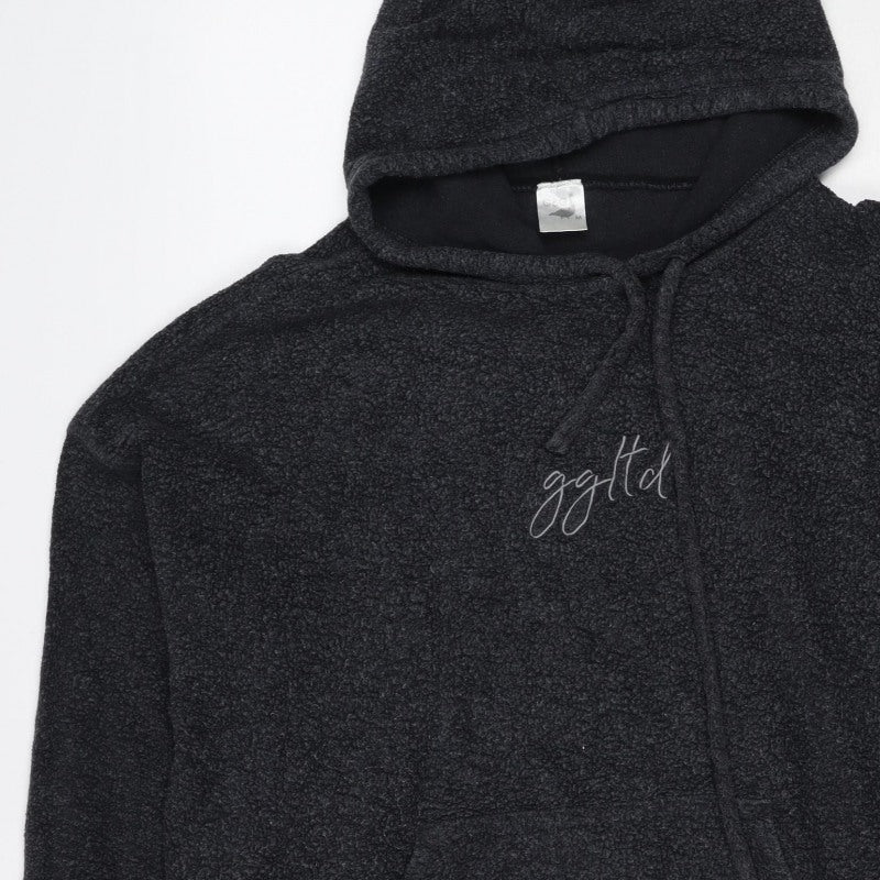 g&g Women Black M Teddy Fleece Pullover Hoodie Kangaroo Pocket