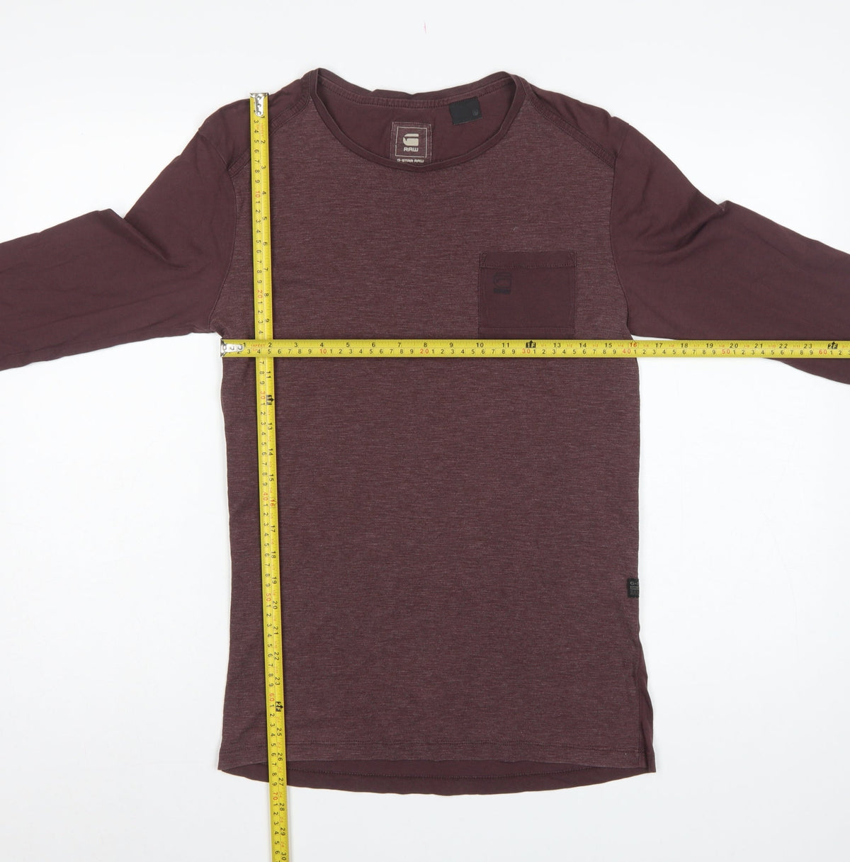 G-Star RAW Men's Brown S Long Sleeve Pocket Crew Neck T-Shirt