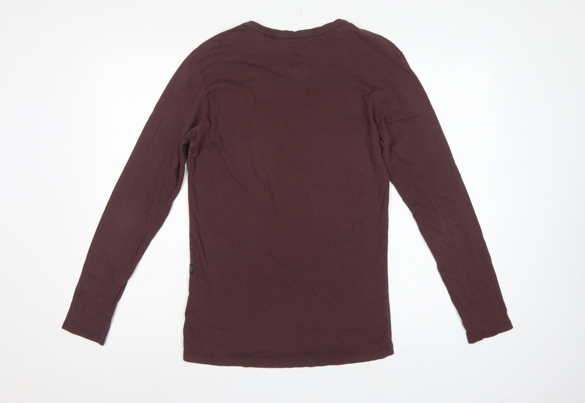 G-Star RAW Men's Brown S Long Sleeve Pocket Crew Neck T-Shirt