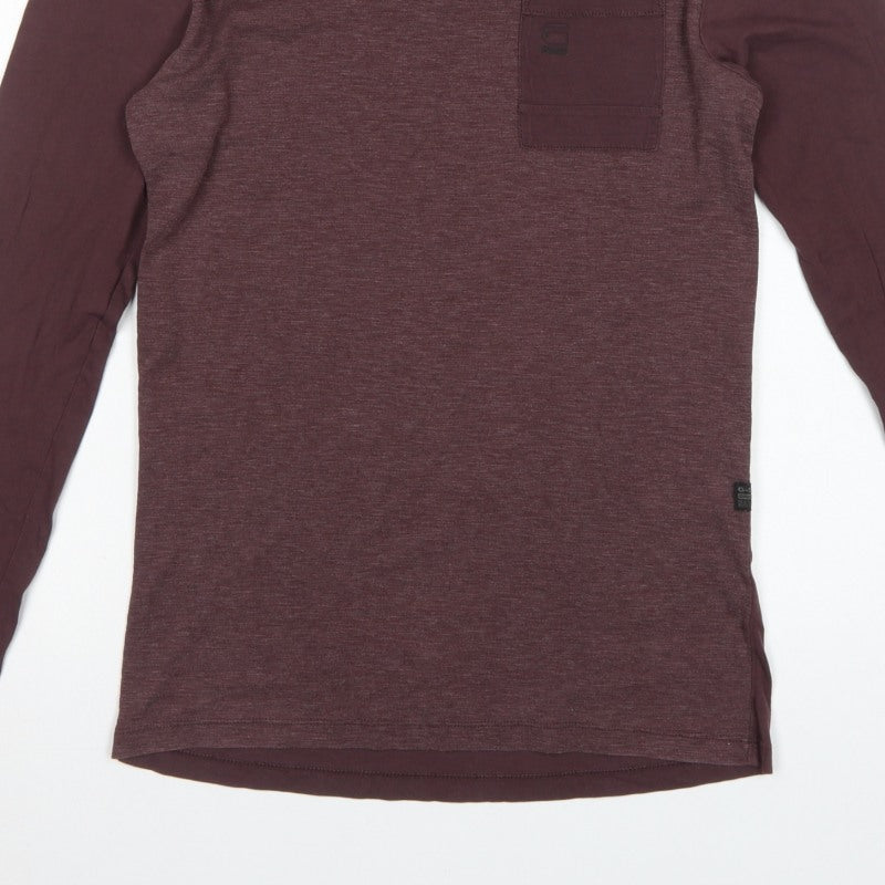 G-Star RAW Men's Brown S Long Sleeve Pocket Crew Neck T-Shirt