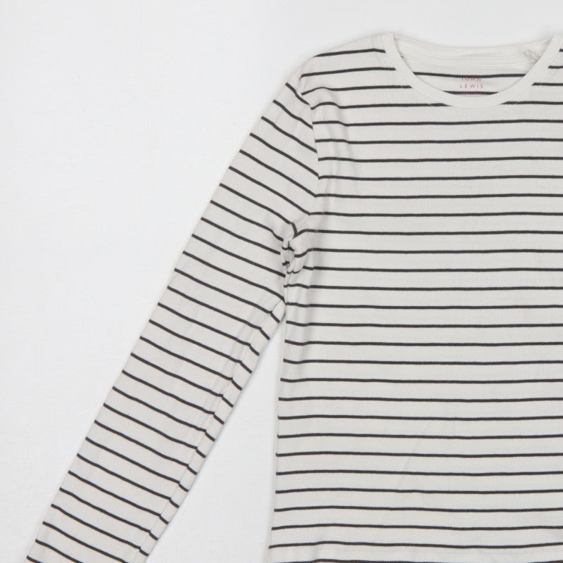 John Lewis Girls White Black Stripe Ribbed Long Sleeve T-Shirt Age 10