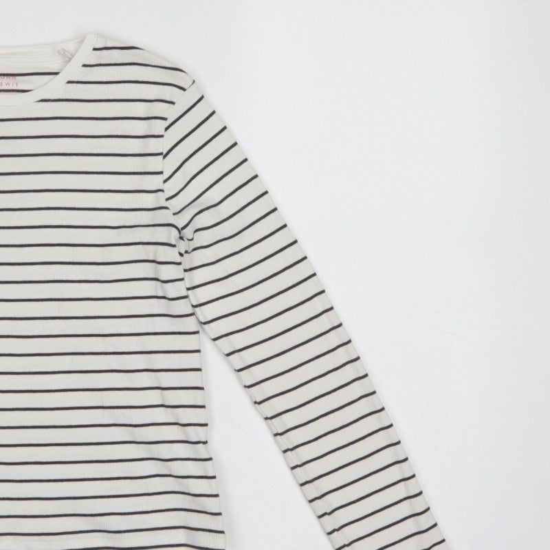 John Lewis Girls White Black Stripe Ribbed Long Sleeve T-Shirt Age 10