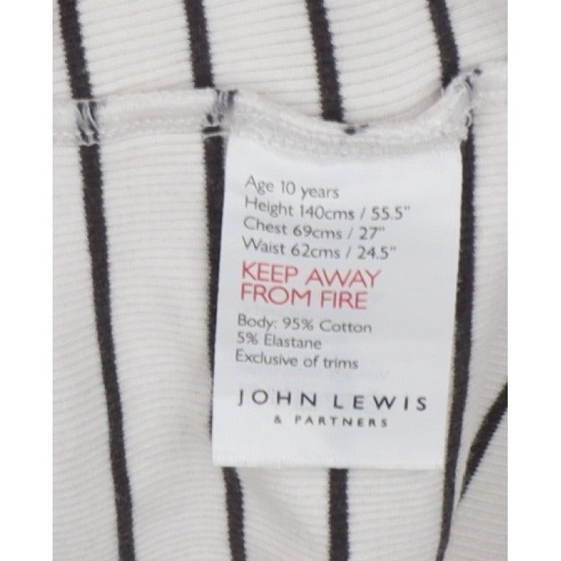 John Lewis Girls White Black Stripe Ribbed Long Sleeve T-Shirt Age 10
