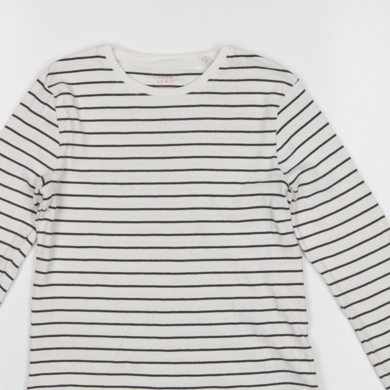 John Lewis Girls White Black Stripe Ribbed Long Sleeve T-Shirt Age 10