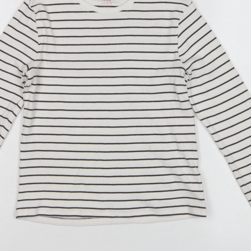 John Lewis Girls White Black Stripe Ribbed Long Sleeve T-Shirt Age 10