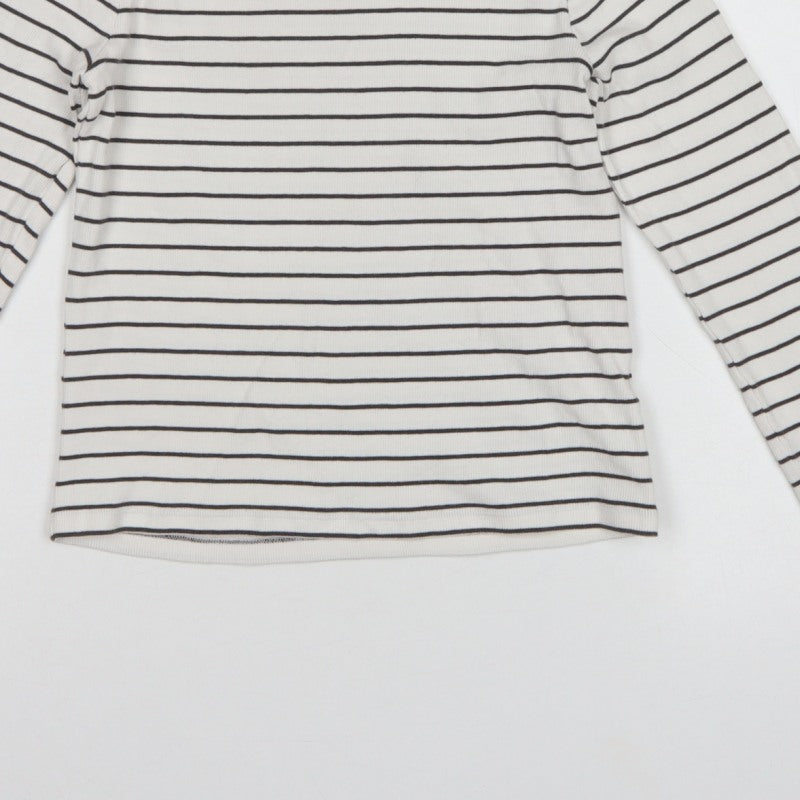 John Lewis Girls White Black Stripe Ribbed Long Sleeve T-Shirt Age 10