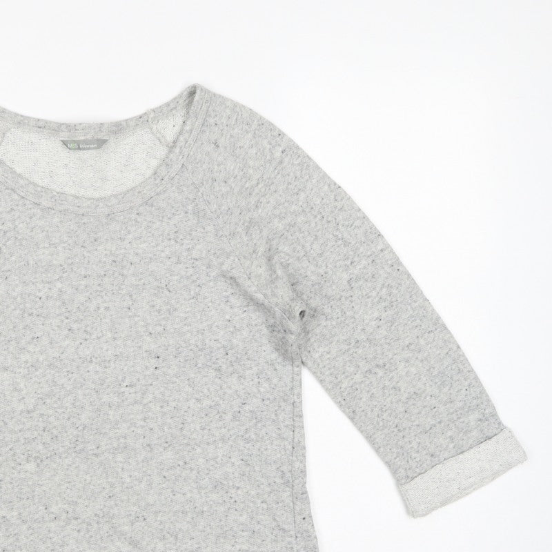Marks & Spencer Women Grey UK 14 Jersey Raglan 3/4 Sleeve T-Shirt