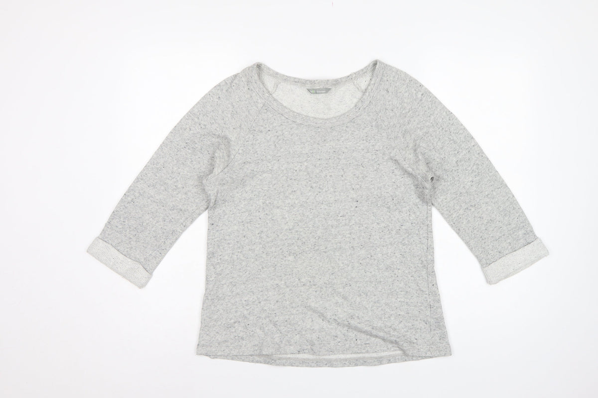 Marks & Spencer Women Grey UK 14 Jersey Raglan 3/4 Sleeve T-Shirt