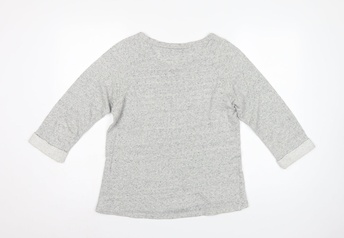 Marks & Spencer Women Grey UK 14 Jersey Raglan 3/4 Sleeve T-Shirt