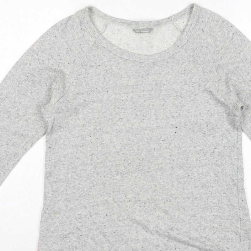 Marks & Spencer Women Grey UK 14 Jersey Raglan 3/4 Sleeve T-Shirt