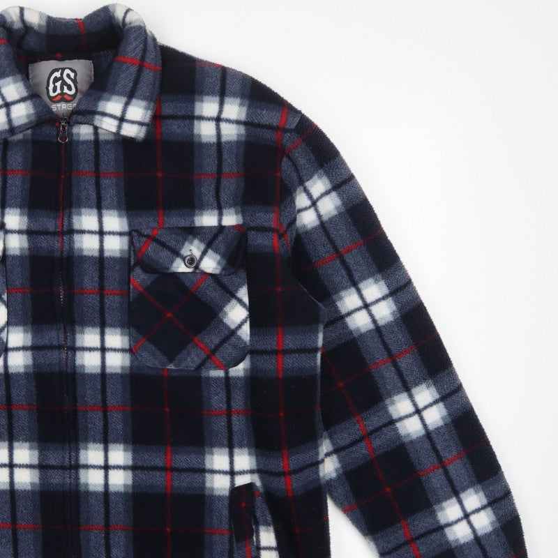 G-Street Men’s Blue Plaid Fleece 1/4 Zip Jacket Size L