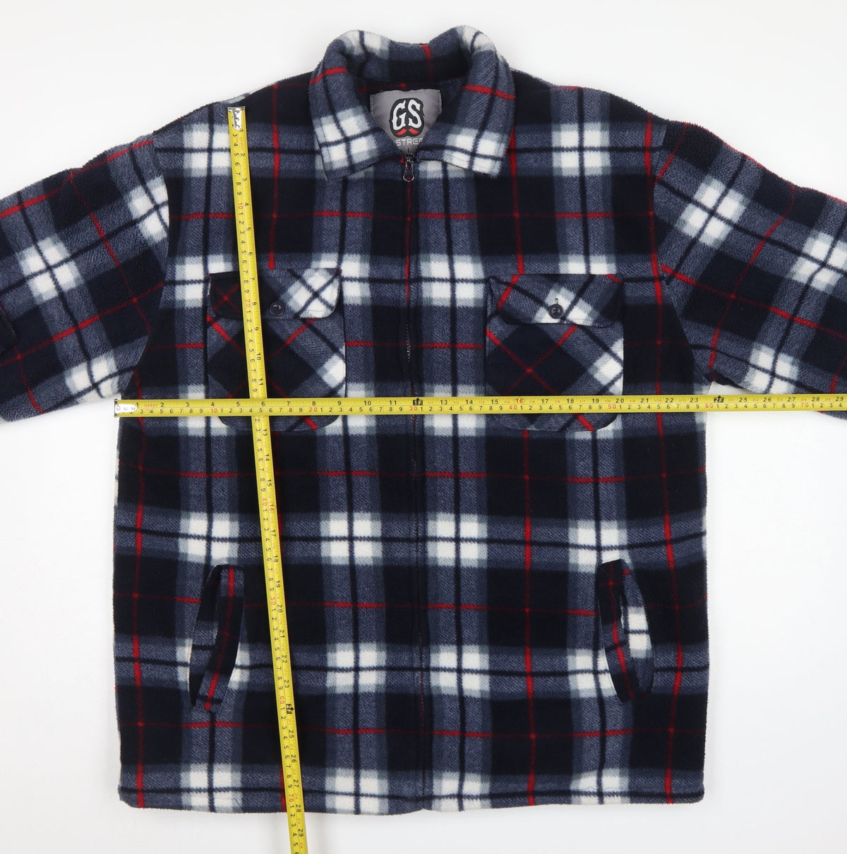 G-Street Men’s Blue Plaid Fleece 1/4 Zip Jacket Size L