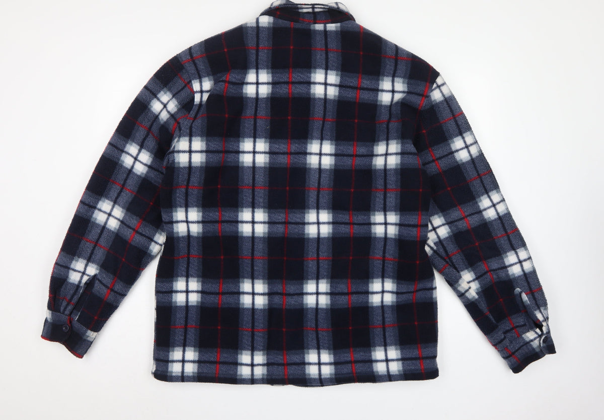 G-Street Men’s Blue Plaid Fleece 1/4 Zip Jacket Size L