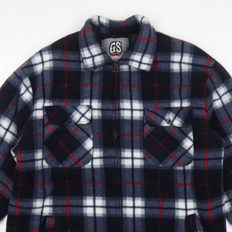 G-Street Men’s Blue Plaid Fleece 1/4 Zip Jacket Size L