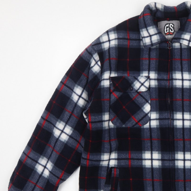 G-Street Men’s Blue Plaid Fleece 1/4 Zip Jacket Size L