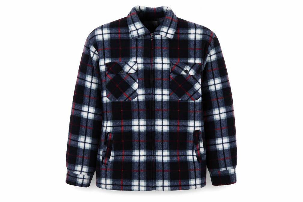 G-Street Men’s Blue Plaid Fleece 1/4 Zip Jacket Size L