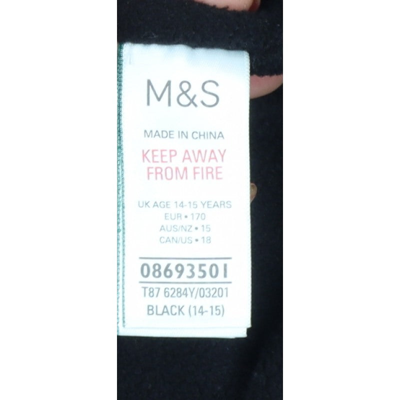 Marks & Spencer Boys Black 14-15 Years Hooded Stormwear Padded Parka Jacket
