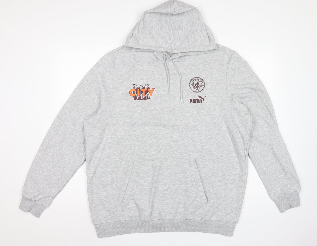 Puma Men Grey XL Manchester City Graphic Pullover Hoodie