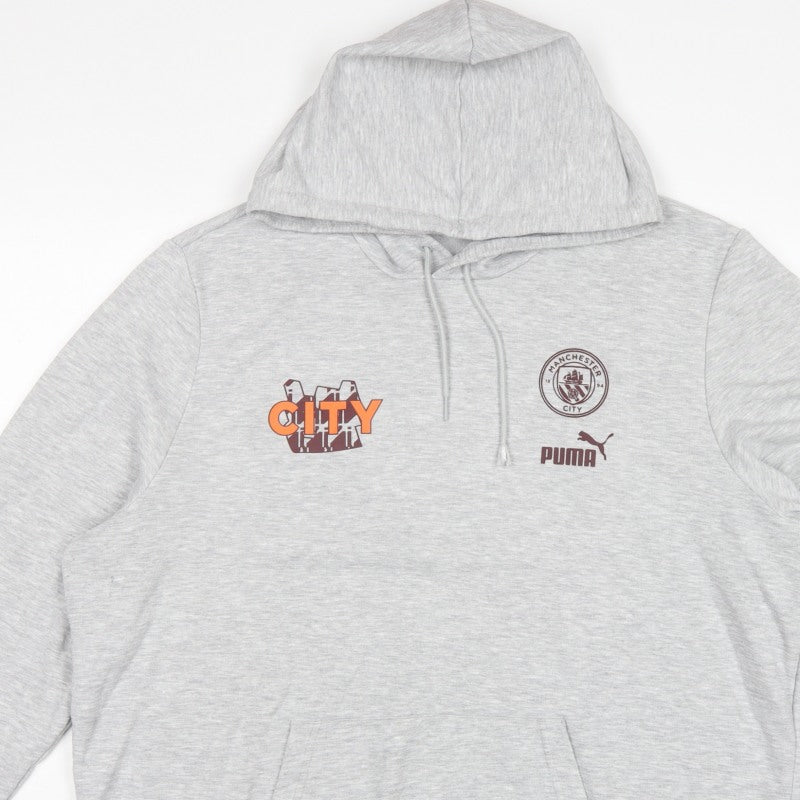 Puma Men Grey XL Manchester City Graphic Pullover Hoodie