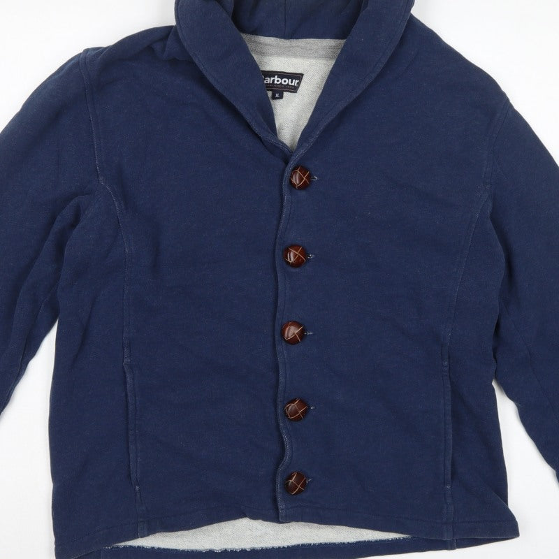 Barbour Men’s Blue XL Hooded Button Casual Basic Jacket