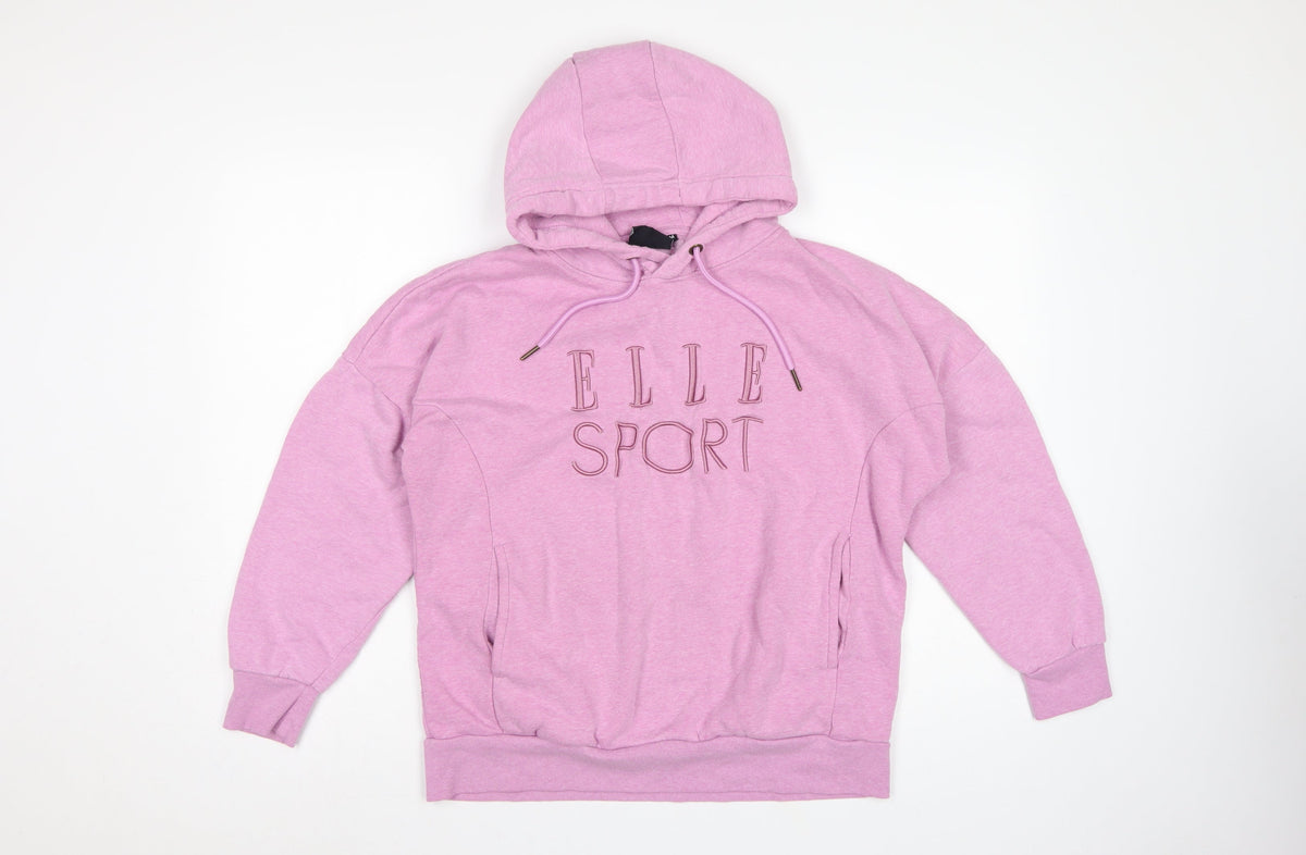 Elle Sport Women’s Pink M Pullover Hoodie Embroidered Logo