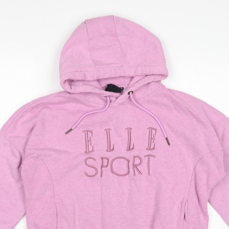 Elle Sport Women’s Pink M Pullover Hoodie Embroidered Logo