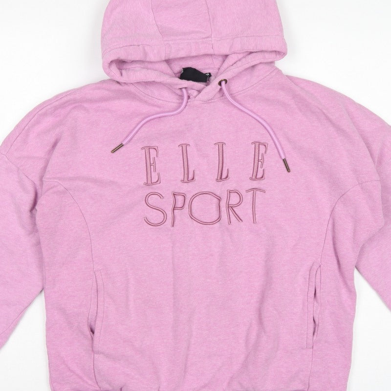 Elle Sport Women’s Pink M Pullover Hoodie Embroidered Logo