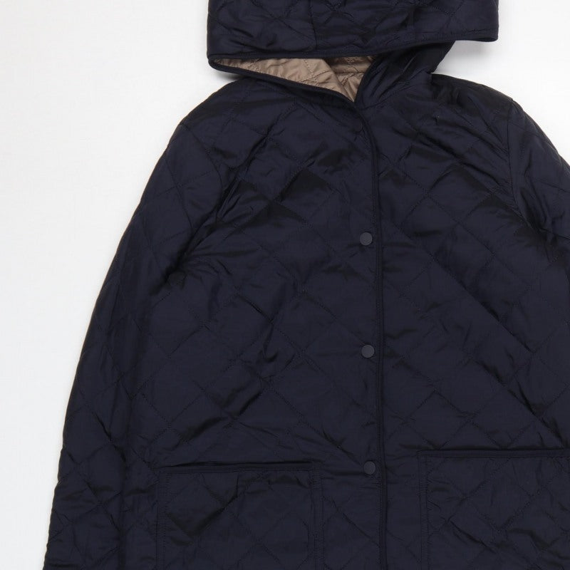 Weatherproof Women's Blue S Quilted Hooded Mid-Length Coat Jacket