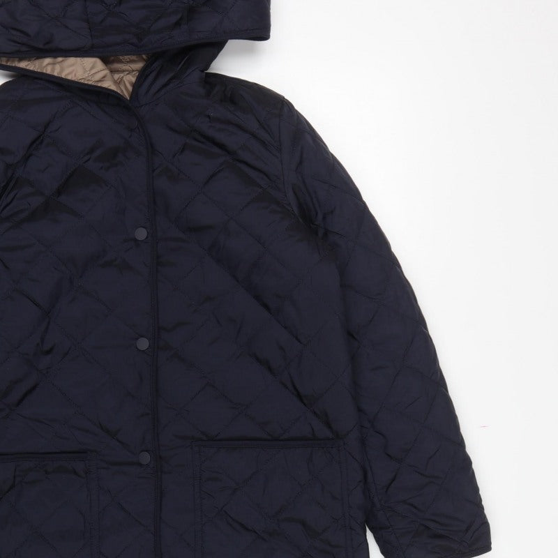 Weatherproof Women's Blue S Quilted Hooded Mid-Length Coat Jacket