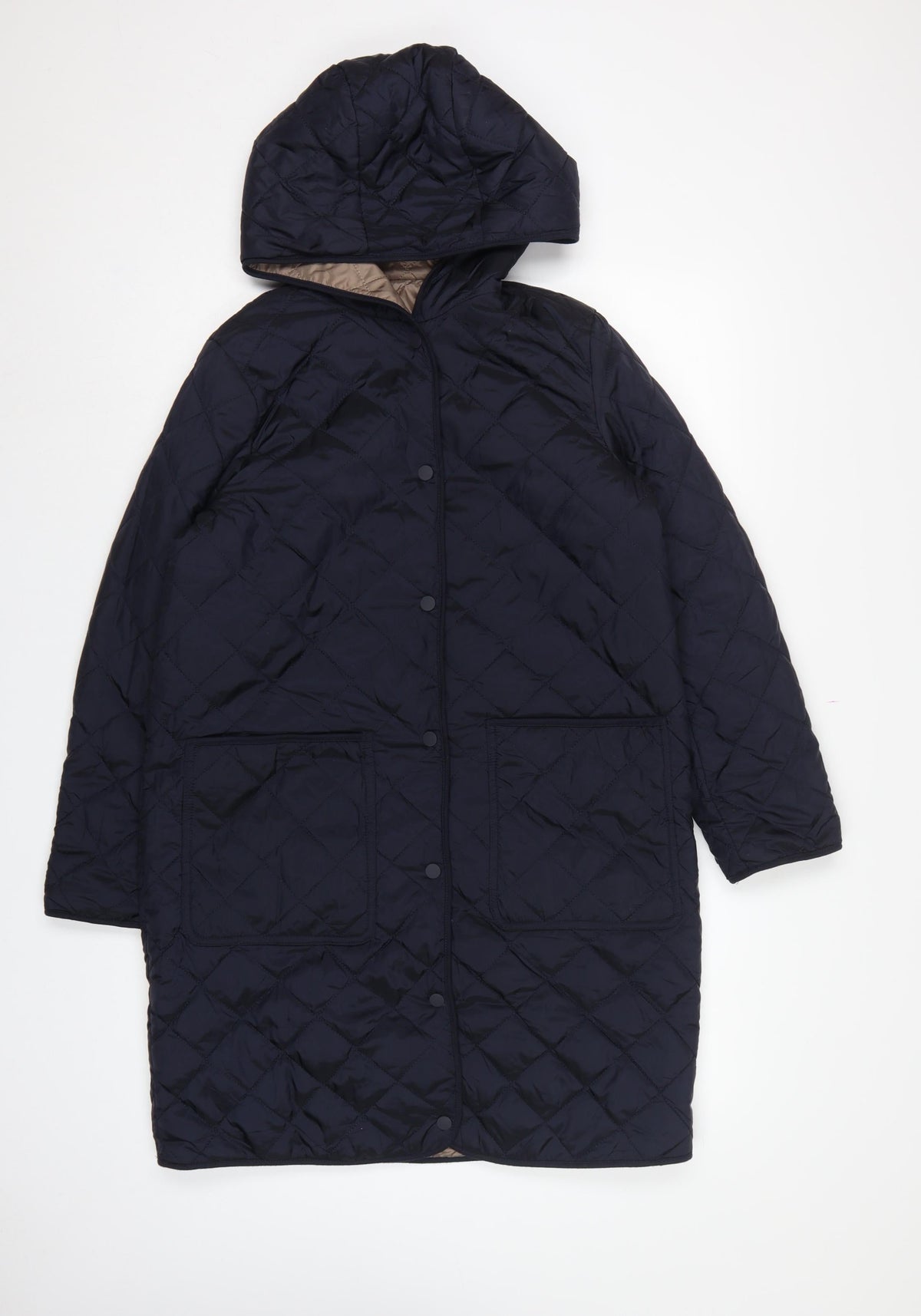 Weatherproof Women's Blue S Quilted Hooded Mid-Length Coat Jacket