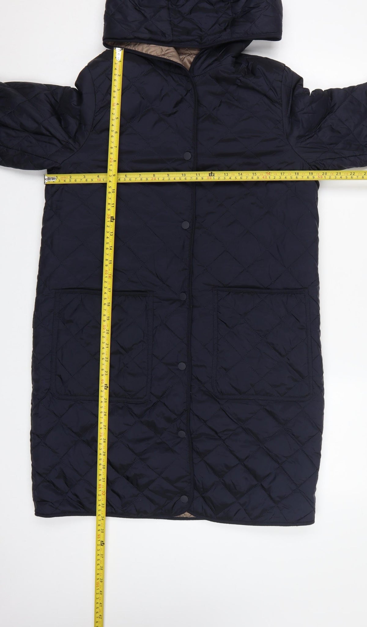Weatherproof Women's Blue S Quilted Hooded Mid-Length Coat Jacket
