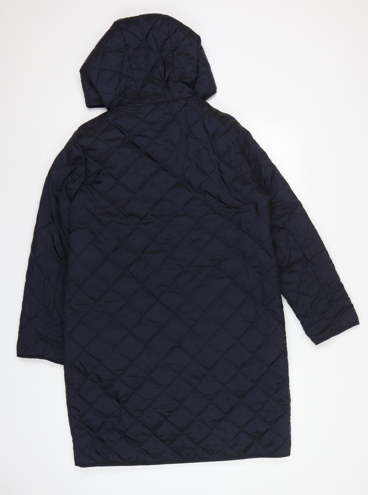 Weatherproof Women's Blue S Quilted Hooded Mid-Length Coat Jacket